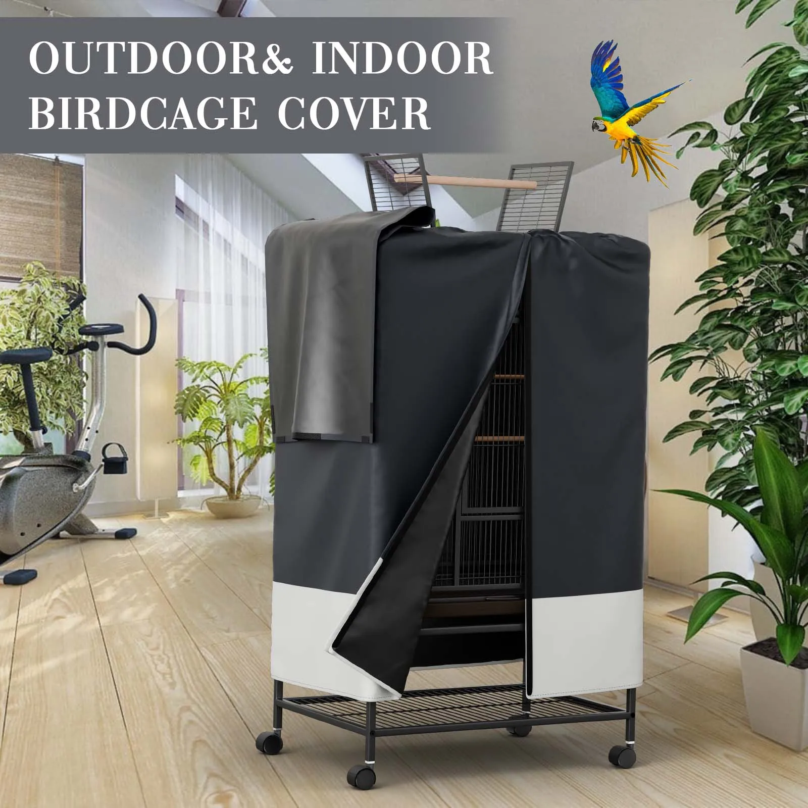 Durable Waterproof Bird Cage Cover for Indoor and Outdoor Use with Removable Top Panel and Breathable Design