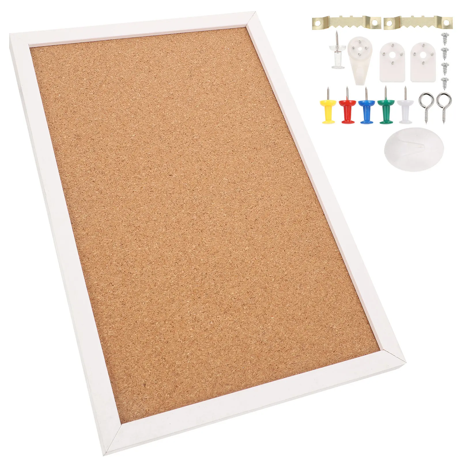 1Pcs 소나무 프레임 코르크 보드 게시판 흰색 30x30cm 가정 사무실 학교 문서 디스플레이 사진 정리함용 벽 코르크보드