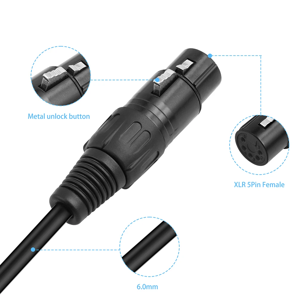 XLR3M- XLR5F 어댑터 케이블 DMX 무대 조명 케이블 XLR 3M- XLR 5F DMX 조명 케이블 (마이크용) DMX 무대 조명 턴어라운드