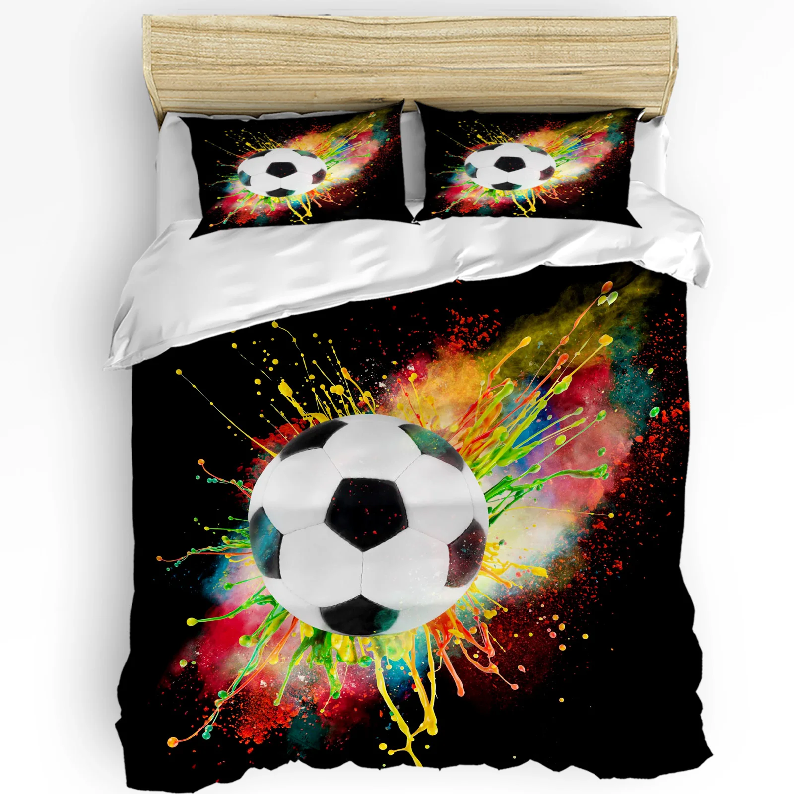 

Football Sport Soccer Splash Ink Black Bedding Set 3pcs Duvet Cover Pillowcase Quilt Cover Double Bed Set Home Textile