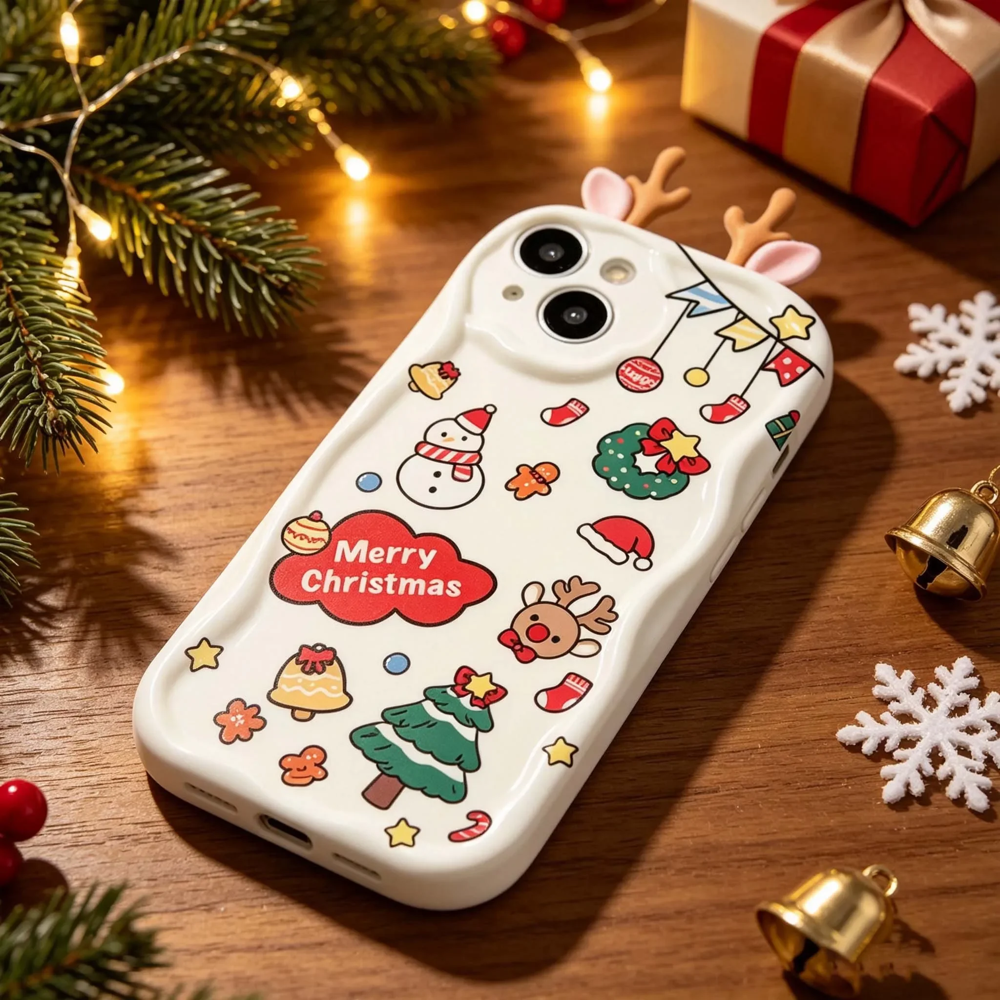 Charming 3D Christmas Santa Claus Doll Silicone Phone Cover - Festive Design