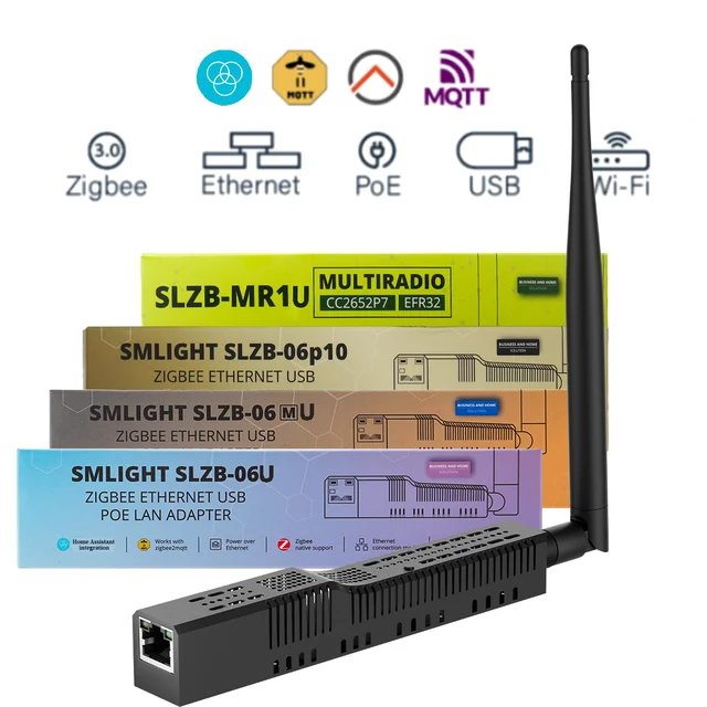 SMLIGHT SLZB-06/06M/06P7/06P10 Zigbee-to-Ethernet/WIFI/USB Gateway coordinator with PoE Work with Home Assistant Zigbee2MQTT ZHA
