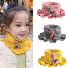 

6 Colors Warmer Baby Knitted Scarf Cartoon Giraffe Ruffle Neck Girls Kids Warm Collar Circle Outdoor Winter Scarf