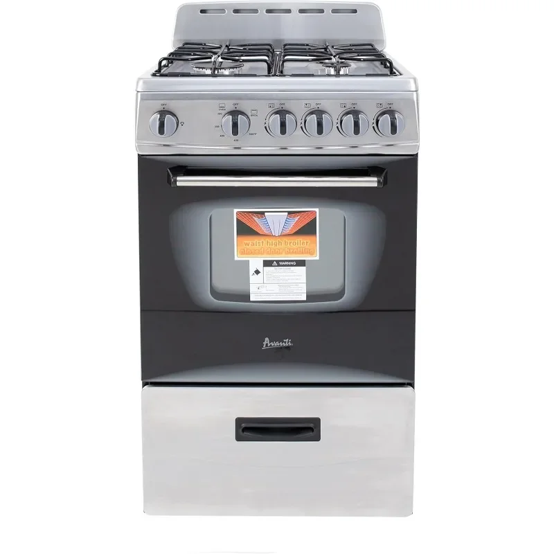 Avanti GR2013CSS Gas Range, 20", Black,Stainless Steel