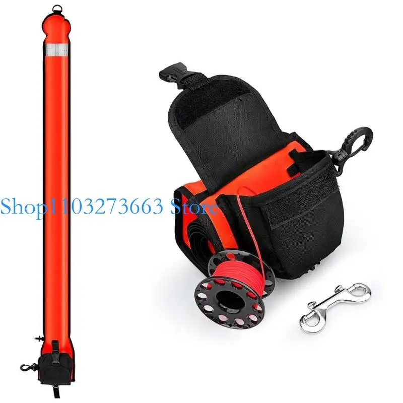 R6FE Surfaces Marker Buoys and Dives Reel Set Inflatable Scubas Tube Safety Sausages Diving Spool Reel and Clip
