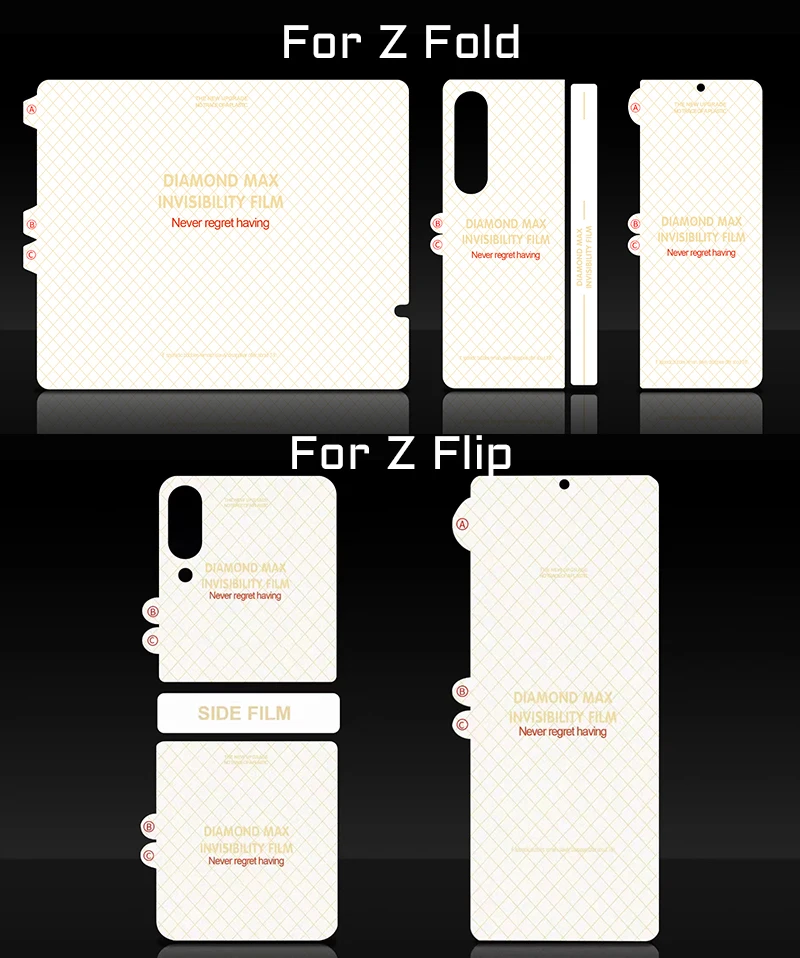 Diamond Hydrogel Front & Back Screen Protectors for Foldable Devices - Not Glass