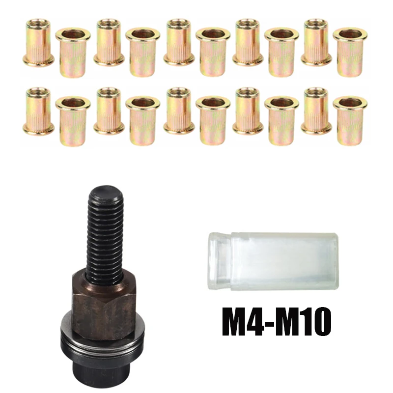 Rivet gun Hand Rivet Nut Gun Head Nuts Riveter Tool M3 M4 M5 M6 M8 M10 with 20 pcs Steel nuts