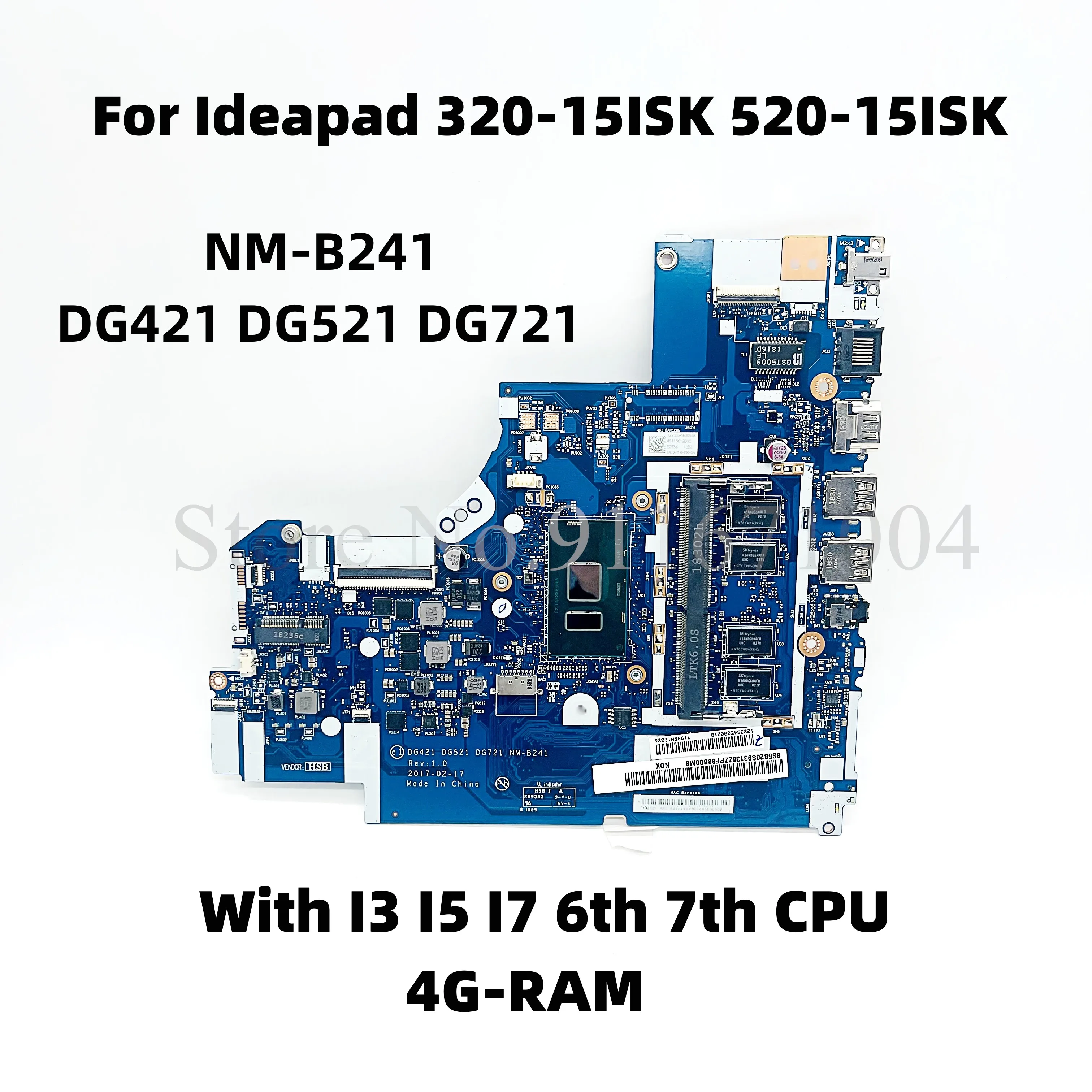 para Lenovo Ideapad Dg421 Dg521 Dg721 32015isk 520-15isk 520-15isk Laotop i3 i5 i7 4g-ram 100 Testado Nm-b241