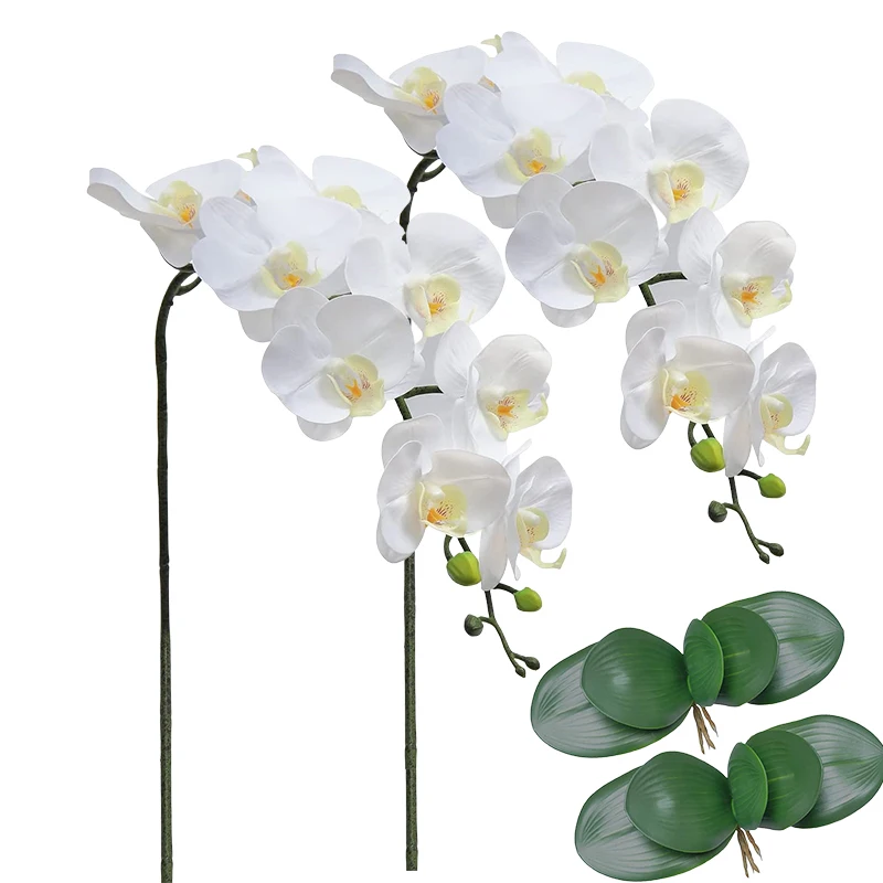 

40" Larger Artificial Phalaenopsis Flowers with 2 leaves Artificial Butterfly Orchid Flower Plants for Home Wedding Decor