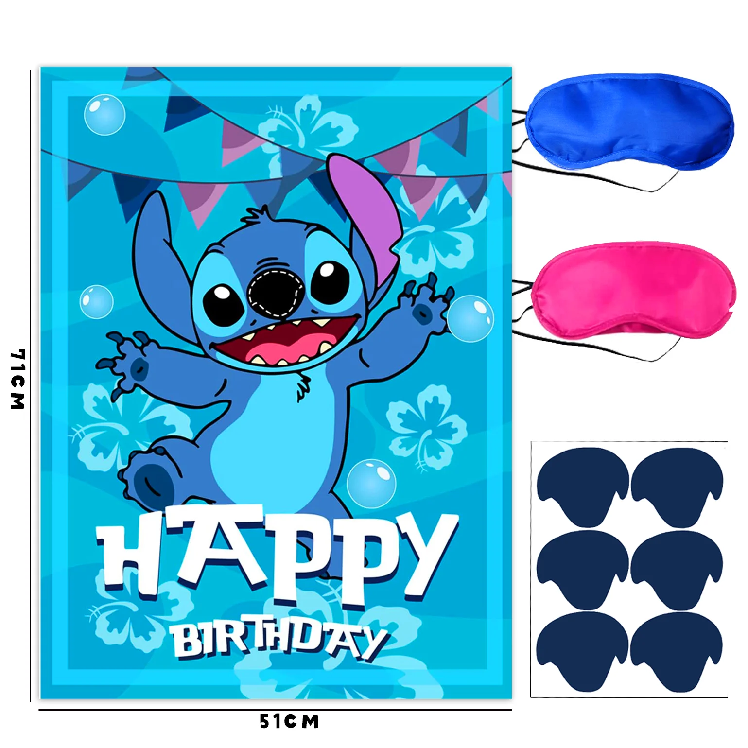Pin The Nose On The Stitch Party Game Posters Stickers for Kids Birthday