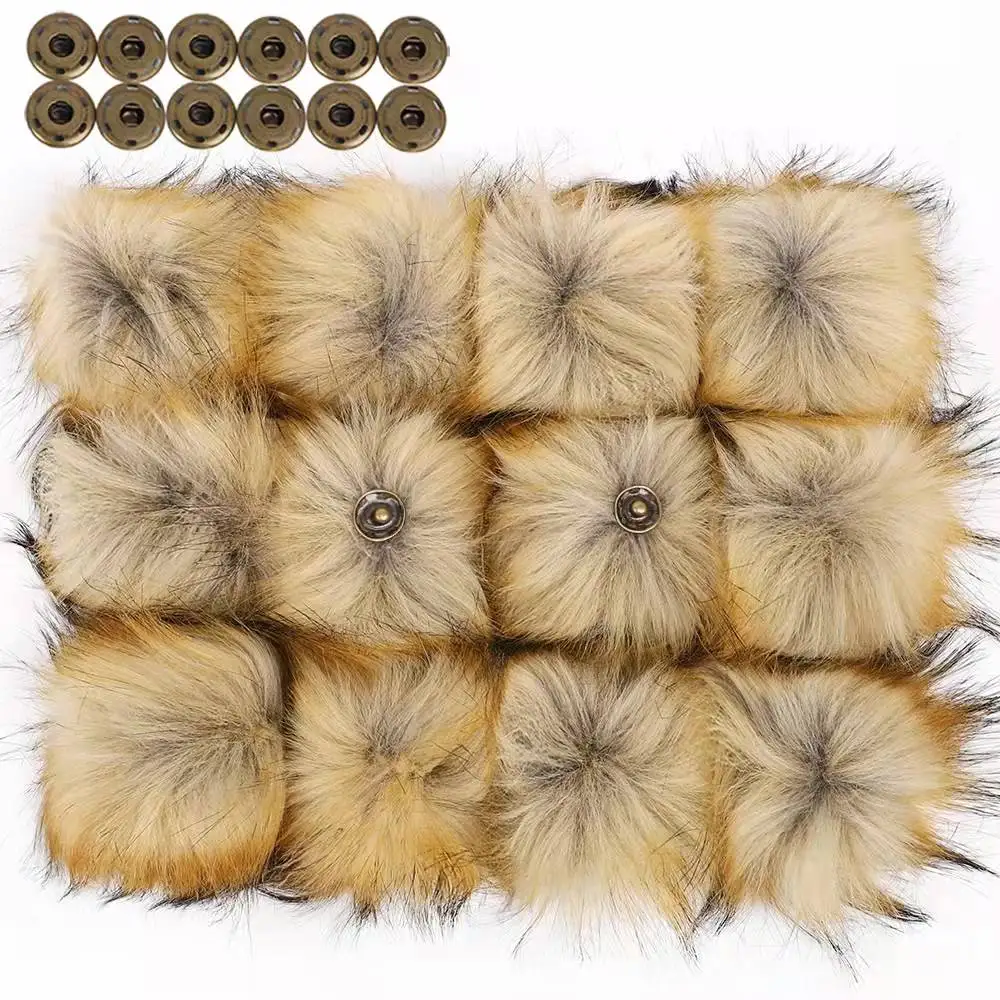 Colorful Pom Poms Faux Raccoon Fur Pom Elastic Detachable Faux Fur Ball For Beanie Hats
