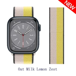 Premium Nylon Watch Band Bracelet - Durable Strap for 49mm 44mm 45mm 46mm (Oat Milk Lemon Zest)