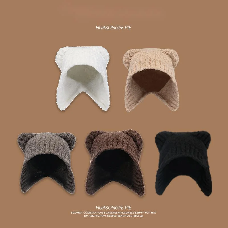Cappello teddy bear in maglia con protezione per le orecchie_voghion.com