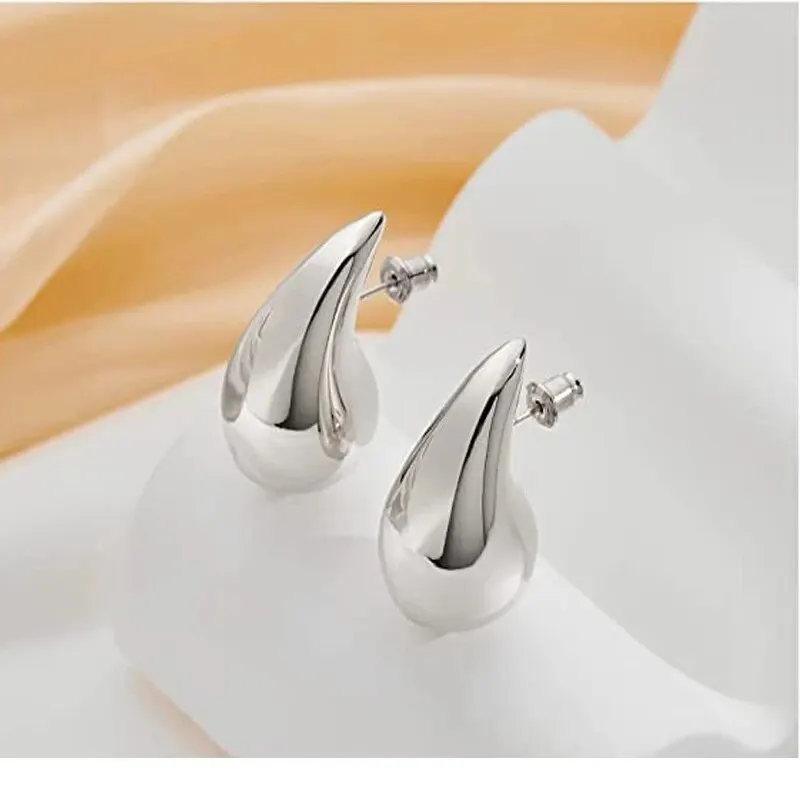 Women Stud Earrings Light Weight CCB Gold Plated Water Drop Statement Chunky Dome Teardrop
