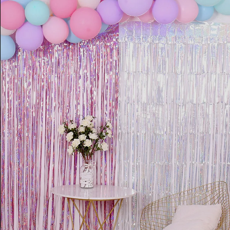 Tende A Frangia Metallizzate Laser Con Stelle Arcobaleno – 2 Confezioni Per Decorazioni Feste - 5
