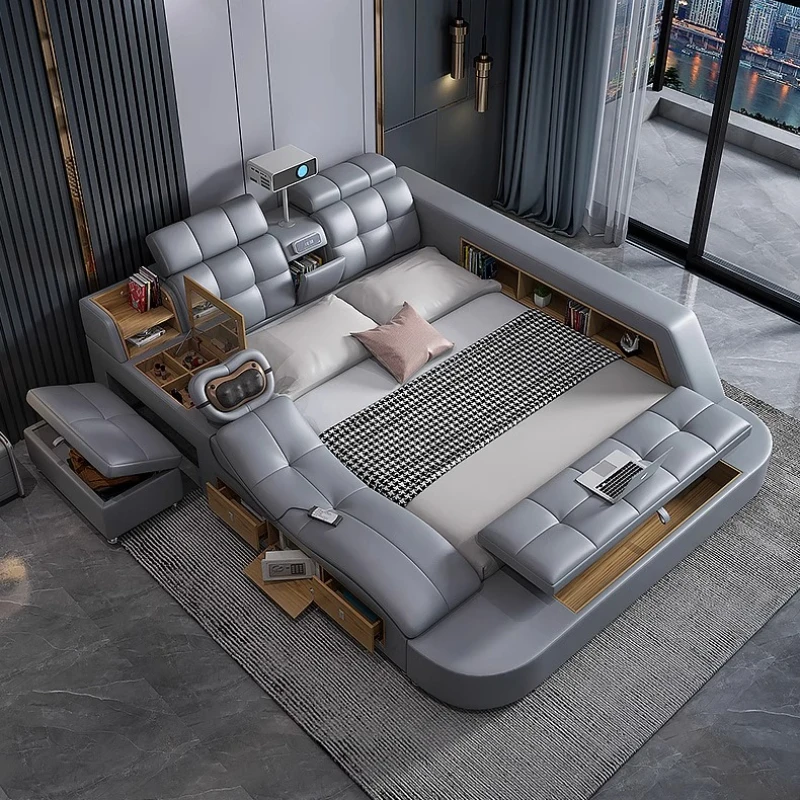 Ordinateur portable lit électrique poignées uniques moderne dormir lit intelligent haut-parleur stockage Double Muebles Para El Hogar maison accessoires