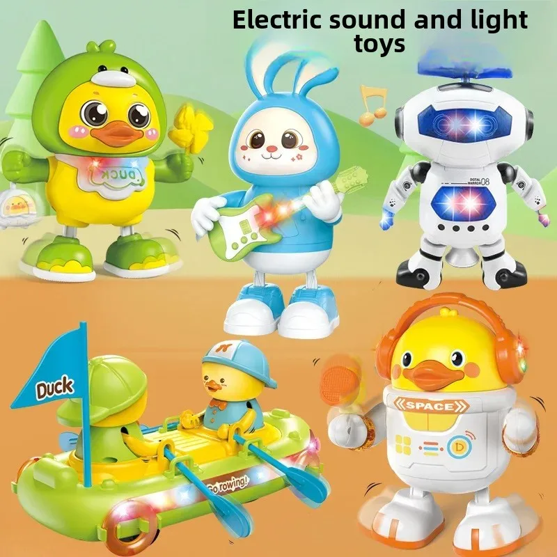 Children's Electric Plush Toy Dancing Astronaut Duck Sound And Light Effects Night Market Street Stall Toy For Kids