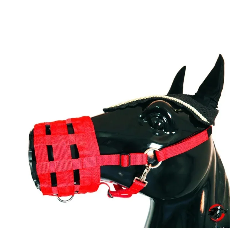 Nylon Horse muzzle With Adjustable Horse Halter Collar Overeating Prevention Harness Horse Cribbing Stall Chewing 2
