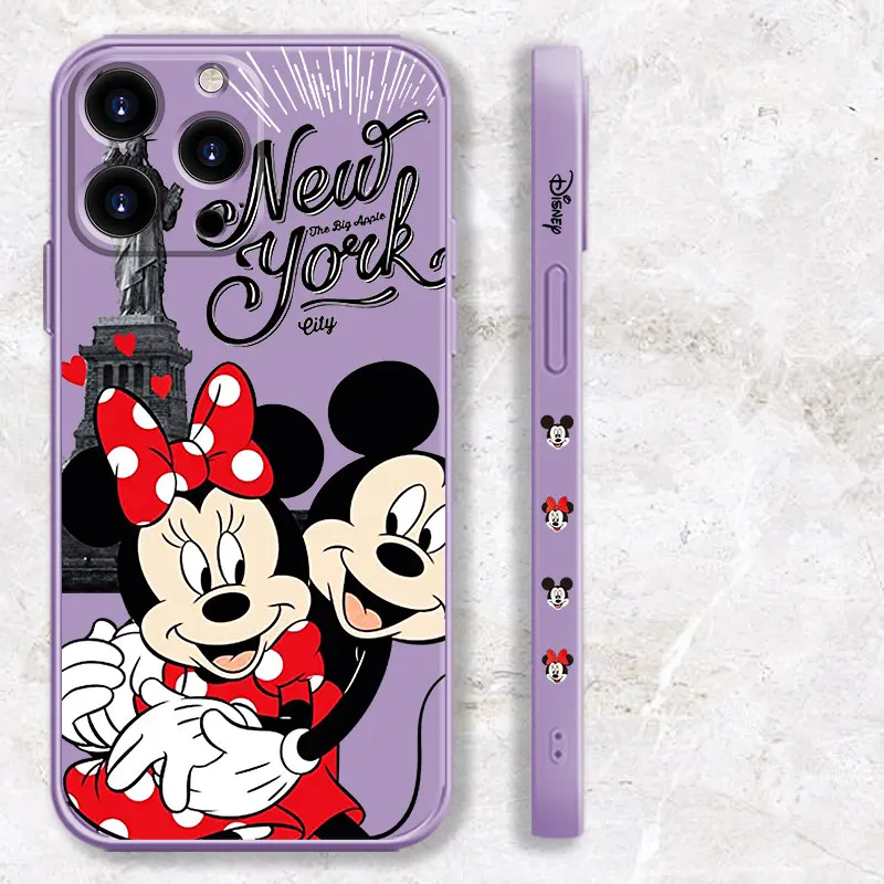 cheap iphone 13 mini case Mickey Minnie Mouse Square Liquid Case For iPhone 13 12 11 Pro Max 5S 6S 6 7 8 Plus X XR XS SE2022 12 13 Mini Candy Color Shell cute iphone 13 mini case