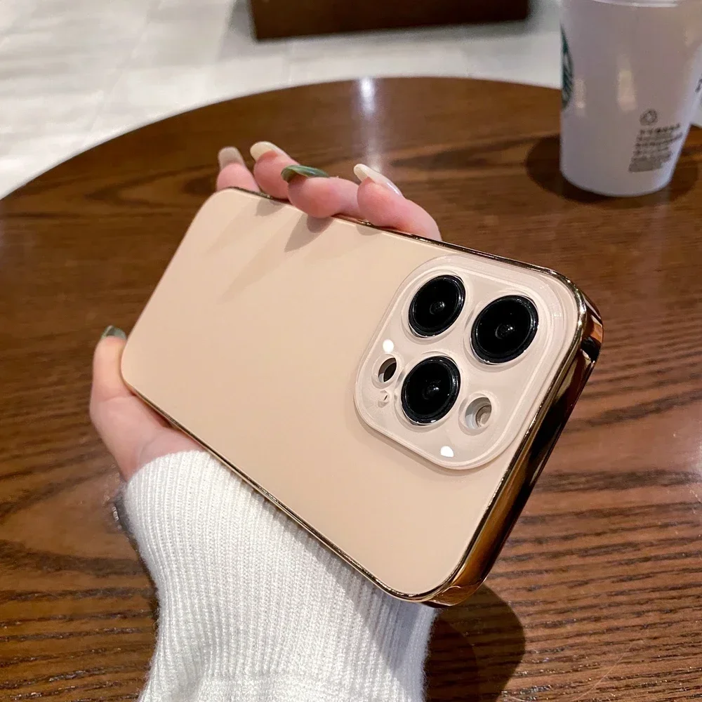 thumbnail image 1 of Funda fina mate Fashion AG para iPhone 11 12 13 14 15 16 Pro Max iPhone 15 Pro 16ProMax Protector de lente de vidrio Cubierta de parachoques chapada, 1 of 4