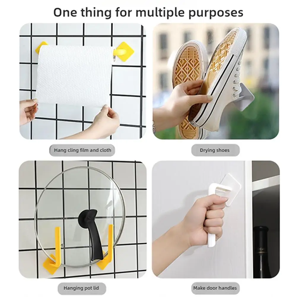 L-Shape Multi Function Hook Self-Adhesive Wall-Mounted Rack For Kitchen Accessories Door Keys And Clothes Hanger