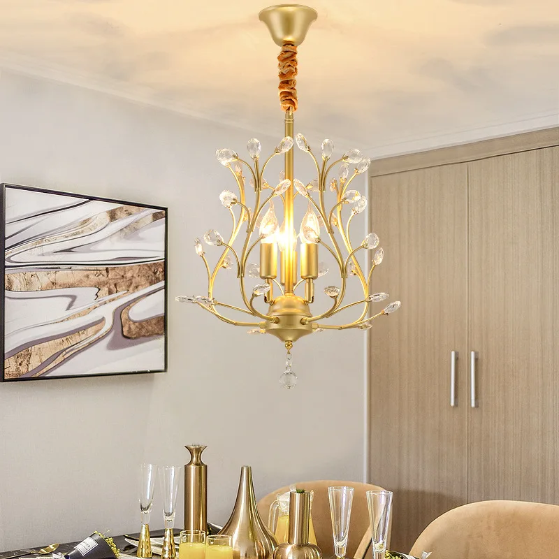 

Merican Small Crystal Chandelier Lighting For Bedroom Study Room Ceiling Chandeliers Gold Black Lustre Cristal Light Fixtures