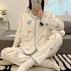 Spring And Summer 2 Piece Nursing Clothes Cotton Nursing Homewear Sweat Absorbent Monthly Clothing Maternity Pajamas Homewear 6