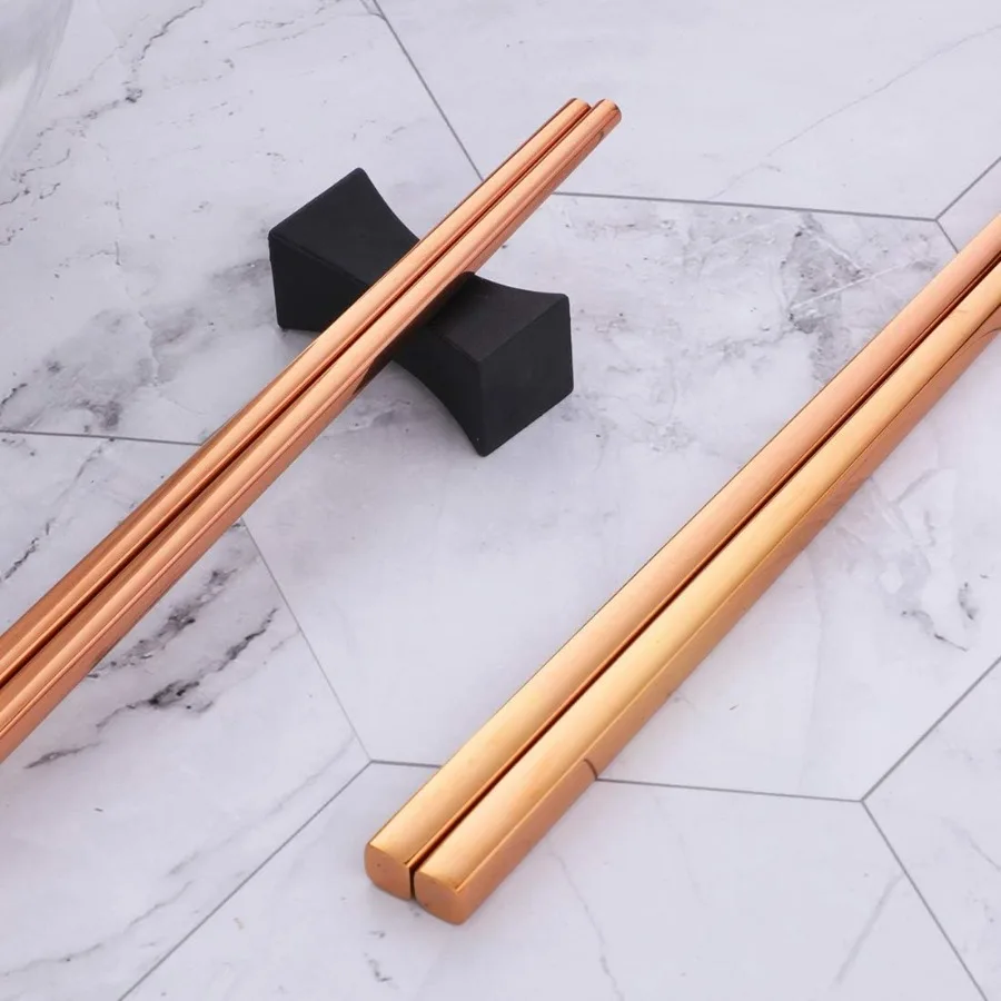 Reusable Stainless Steel Rose Gold Chopsticks Set