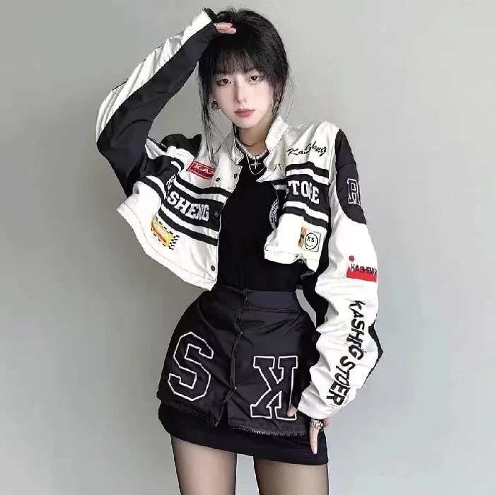 레트로 이동식 카디건 긴 소매 O 넥 자켓 캐주얼 커플 자켓 코트 남성 여성 레이싱 슈트 YK2