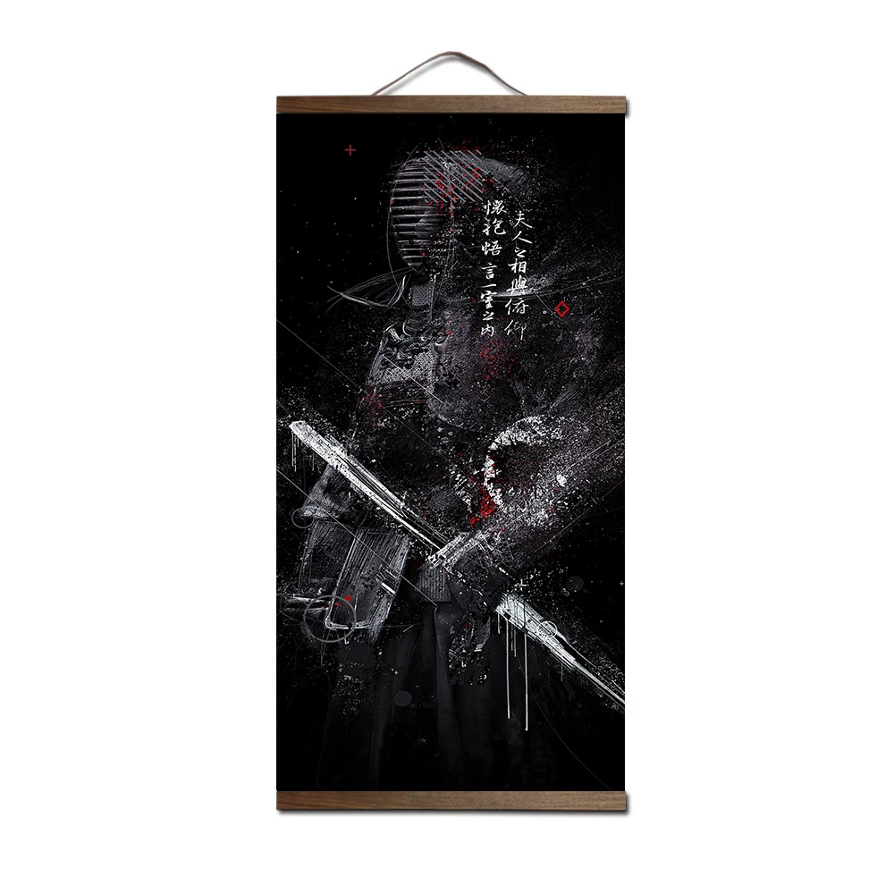 Home Decor Nordic Style Canvas Picture Printed Japanese Samurai Dragon Scroll Hanging Painting For Living Room Wall Art Poster 