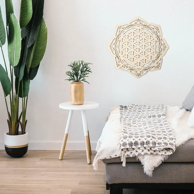 Decorazione Mandala Fiore Della Vita Legno - Quadro Zen Per Parete MDF