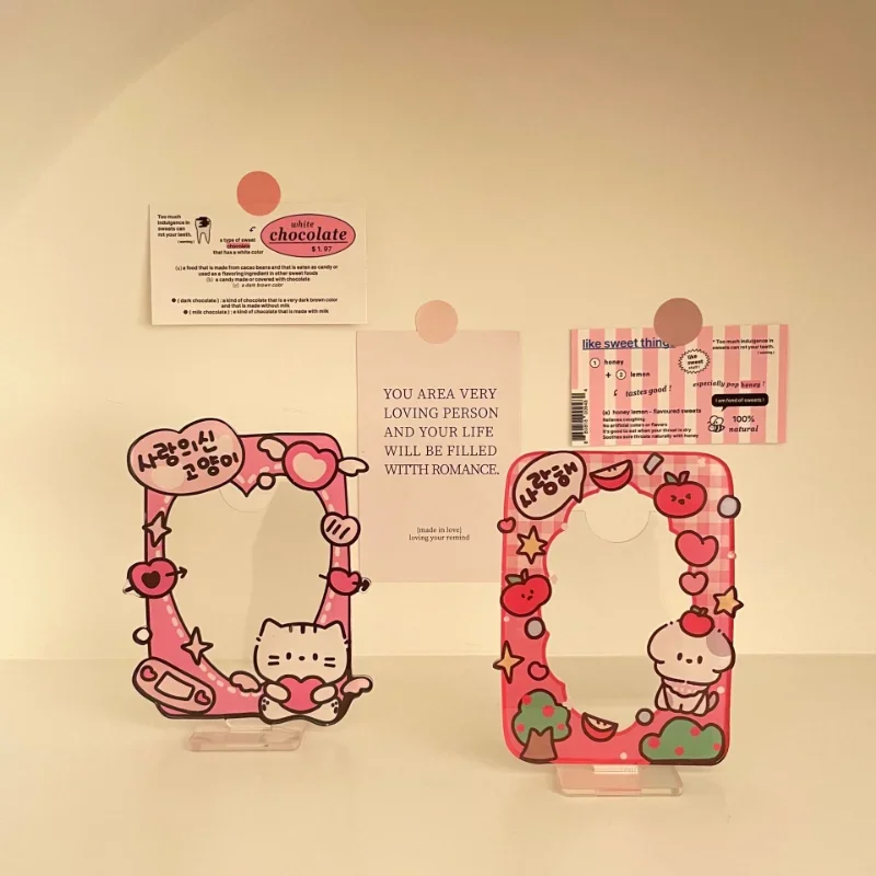 

Kawaii Photocard Holder Lovely Cartoon Puppy Acrylic Display Standing Idol Kpop Family Friend Photo Holder Student Supplies