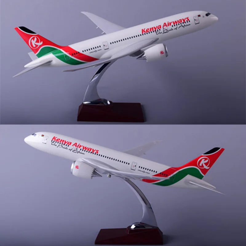 

43CM 1:172 Scale Boeing B787 Kenya Airways Airline Airplane Aviation Model Base Alloy Aircraft Plane Collectible Toy Collection