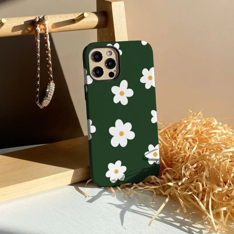 Glossy Dark Green Floral Phone Case - Premium Hard PC Cover