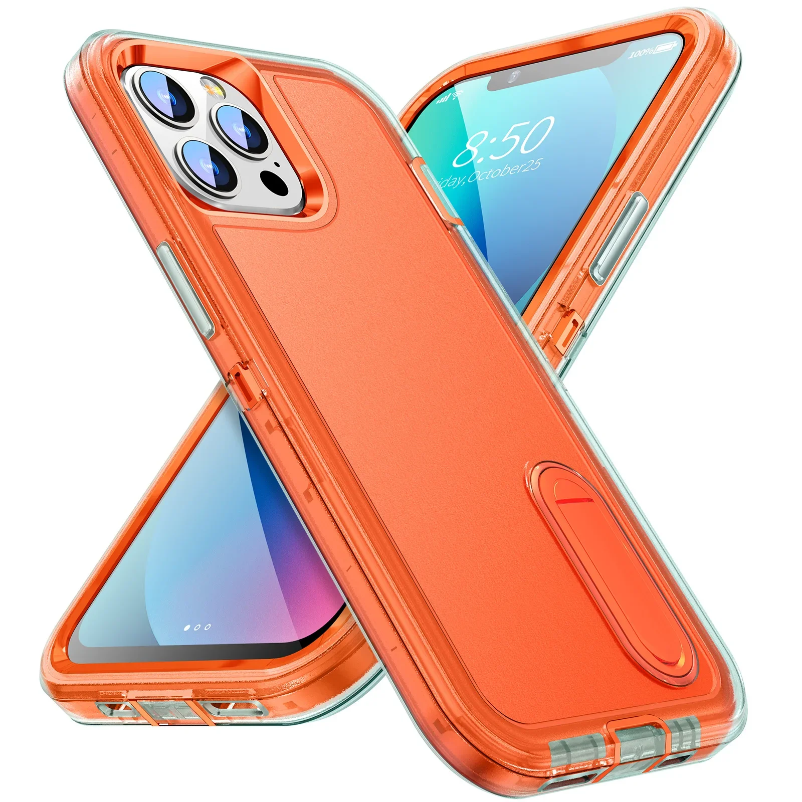 3-in-1 Hybrid Military-Grade Anti-Shock Phone Case with PC Hard Holder