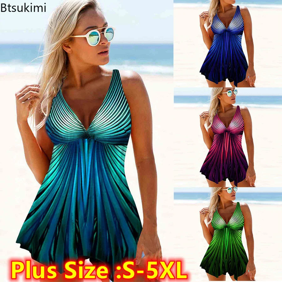 

Plus Size 4XL 5XL Women's Sexy Swimsuit Summer Tankini Swimsuit Female Swimwear Print Bikini Set Beachwear Bathing Suit Woman