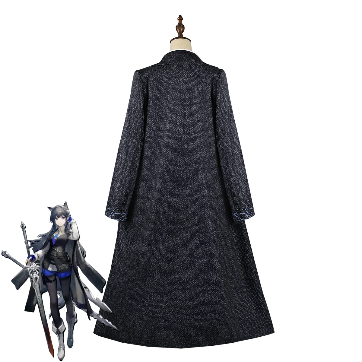 Arknights: Texas the Omertosa | Fantasy Grey Cloak and Coat Cosplay Costume Set 62 Fantasy Grey Cloak Coat Cosplay Costume