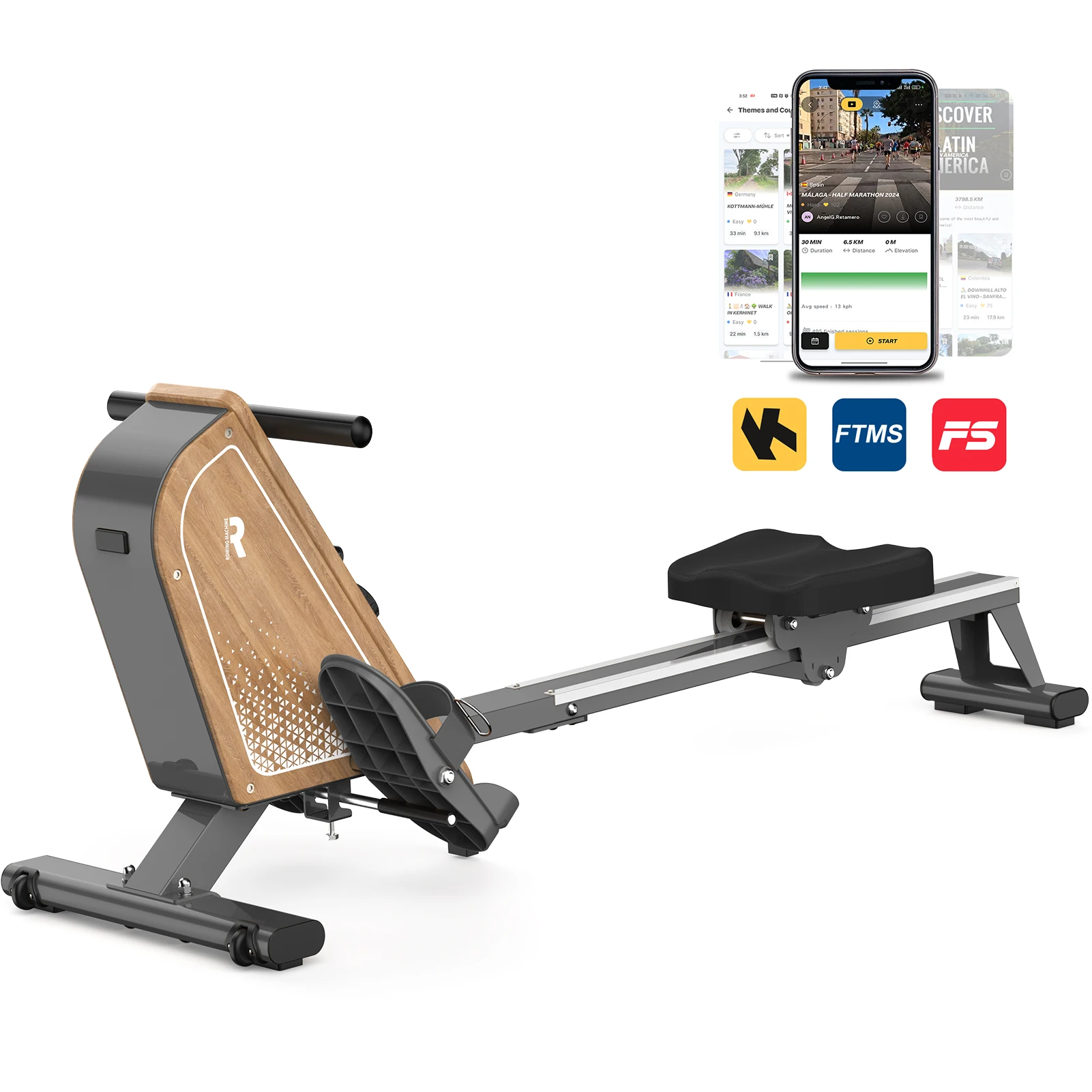 Bluetooth Rowing Sensor Magnetic Rowing Machine for Home, with Bluetooth Monitor, 16 Resistance ...