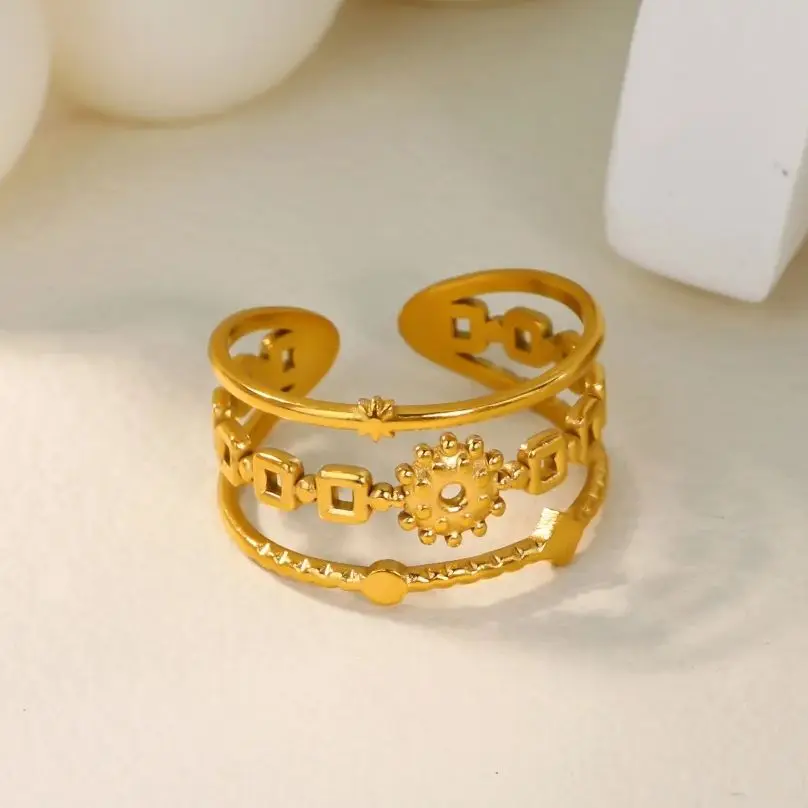 Stainless Steel Ring for Women Rotary Step Ring Multi-layer Jewel Unique Gift