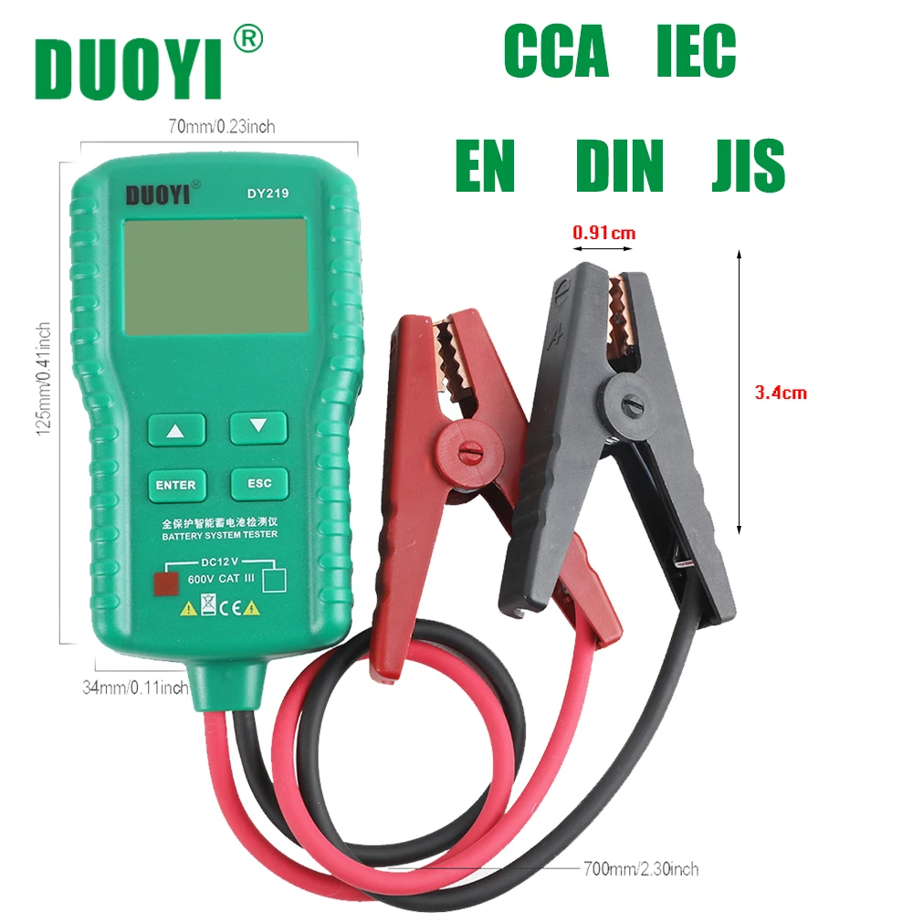 DUOYI DY219 12V Digital Battery Tester Automotive AH 100 1000CCA