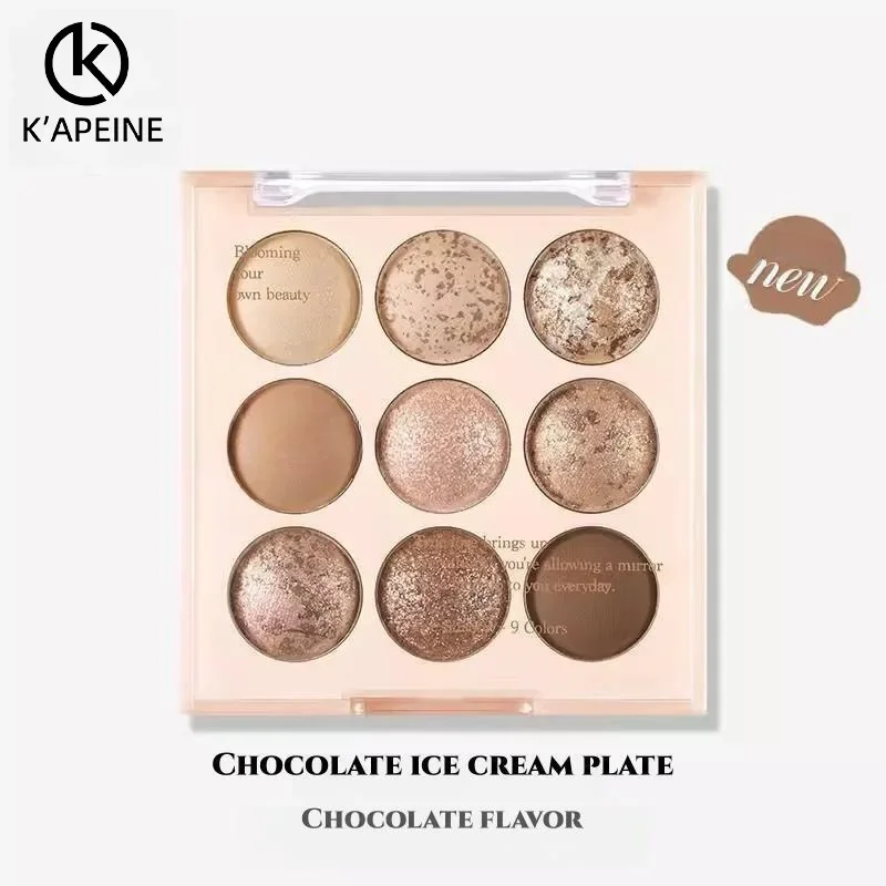 Eye Shadow Plate Ice Cream Pearl Matte Rose Plate Lying Silkworm Powder Blusher Oatmeal Milk Tea Earth Cosmetics 9 Color