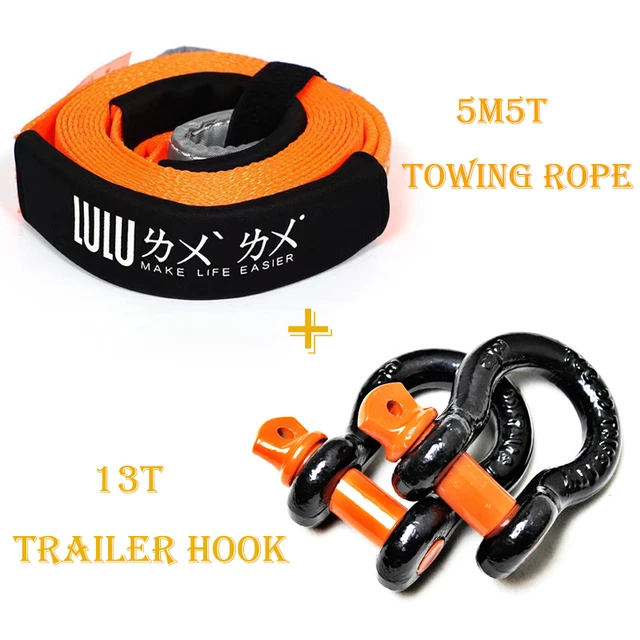 5m 5 Tons Tow Rope Heavy Duty High Strength Recovery Emergency Towing Rope  Cable Strap With 2 Hooks For Car Truck Trailer - AliExpress