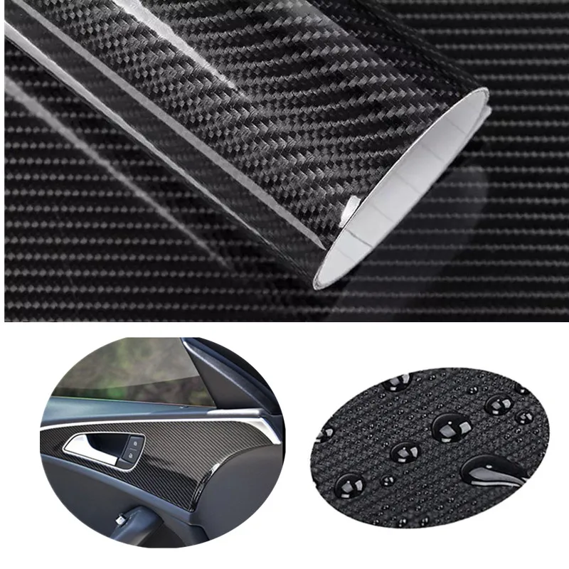 3D High Gloss Black Carbon Fiber Vinyl Bubble Free Air Release Car Wrap Film Automotive DIY Decals （152cm X 20/30/40/50cm） |