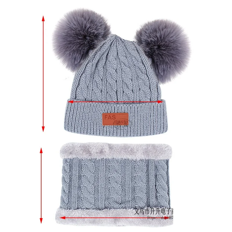 Knitted Hat and Mitten Set for Baby Boys and Girls, Thick Warm Beanie Cap, Gloves for Infant, Winter, 1-5 Years Old