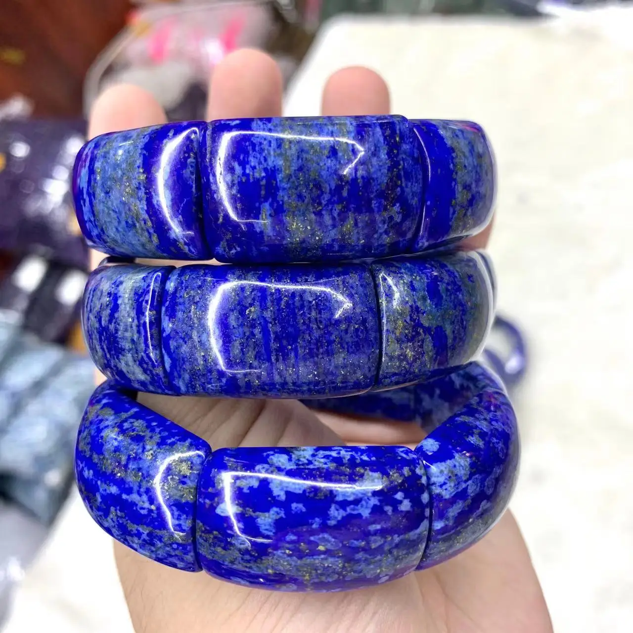 LapisLazuliStoneBeadsBraceletNaturalGemstoneJewelryBangleFor