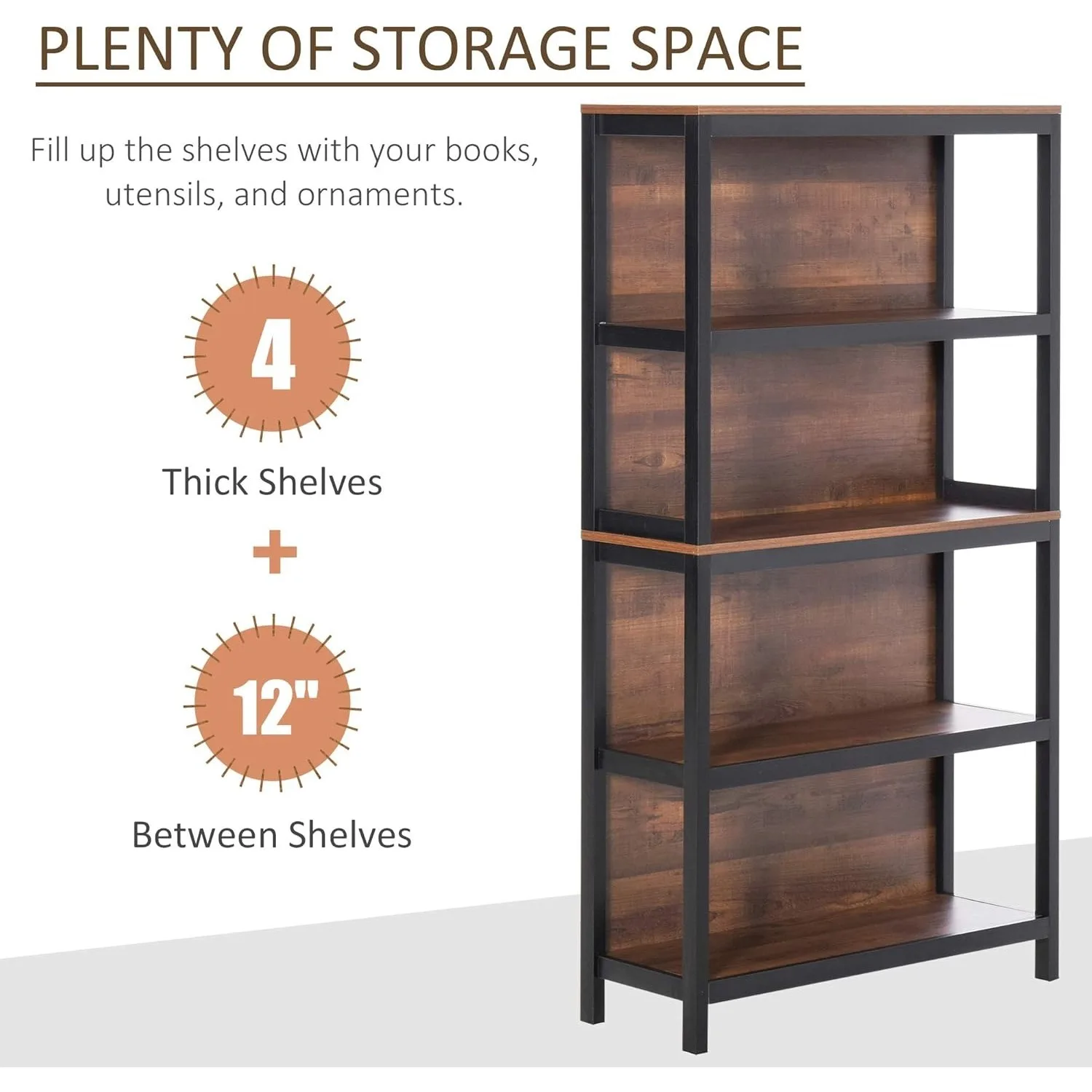 4-Tier Bookshelf Storage Shelf 5