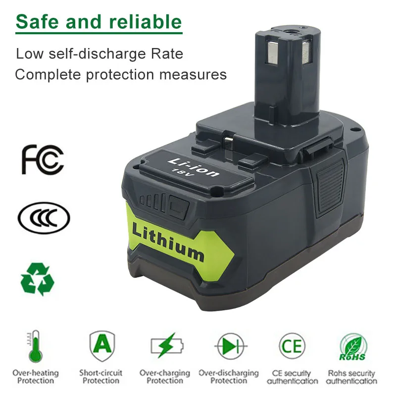 Bateria para Ryobi Ferramentas de Poder One + Rb18l40 Li-ion Rb18l50 Rb18l60 P108 P107 P122 P104 P105 P102 P103 8.0ah - 6.0ah 5.0ah 18v - Image 4