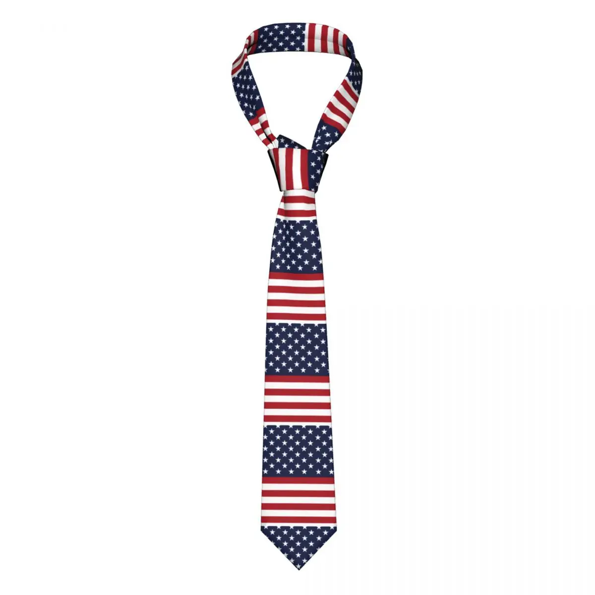 Red And White Striped Tie Stars Spangled USA Flag Formal Polyester Silk Neck Ties Men Accessories Blouse Fashion Cravat