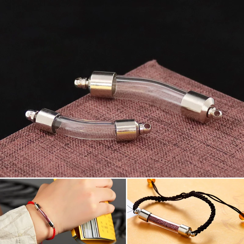 

Curve Vals Glass vial Pendant Screw Cap Tube Name on Rice DIY Miniature Glass Vial Pendant Wishing Bottle Jewelry Making