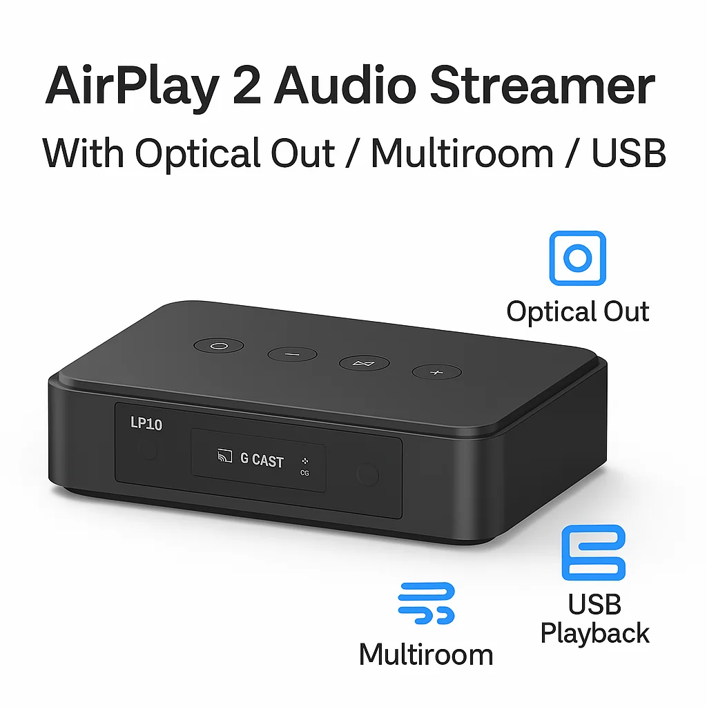 LP10 AirPlay 2 HiFi Music Streamer for iPhone/iPad/Mac Multi-Room Audio WiFi USB Optical Bluetooth Apple Home